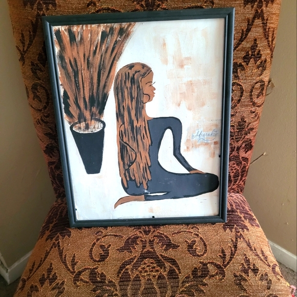 11x14 Original Painting African woman brown whiteblackethnic art
